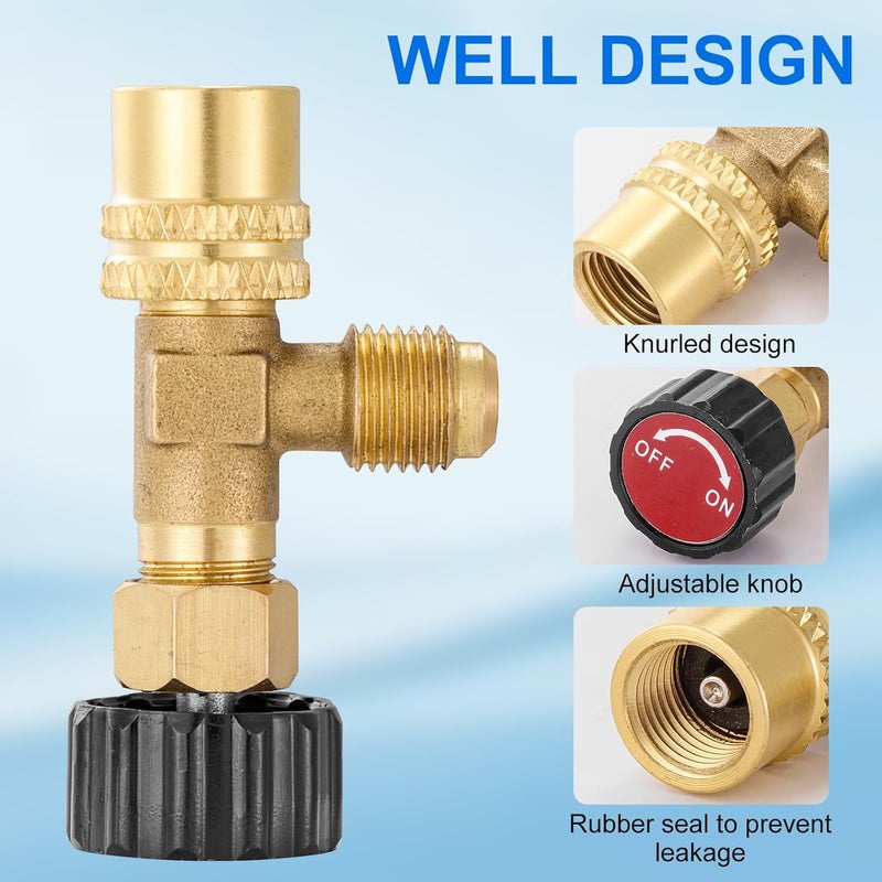 Tigbear R410 Refrigerant Charging Valve, Safety Flow Control Ball Valve, Brass Low Loss HVAC Fittings for R410 AC Manifold, Mini Split Air Conditioner Tool (5/16'' Male x 5/16'' Female) - Image 3